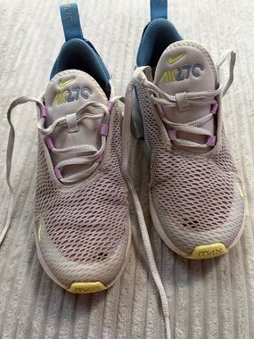 Nike Kids Air Max 270 Sneakers in Light Purple with Blue and Yellow Accents
